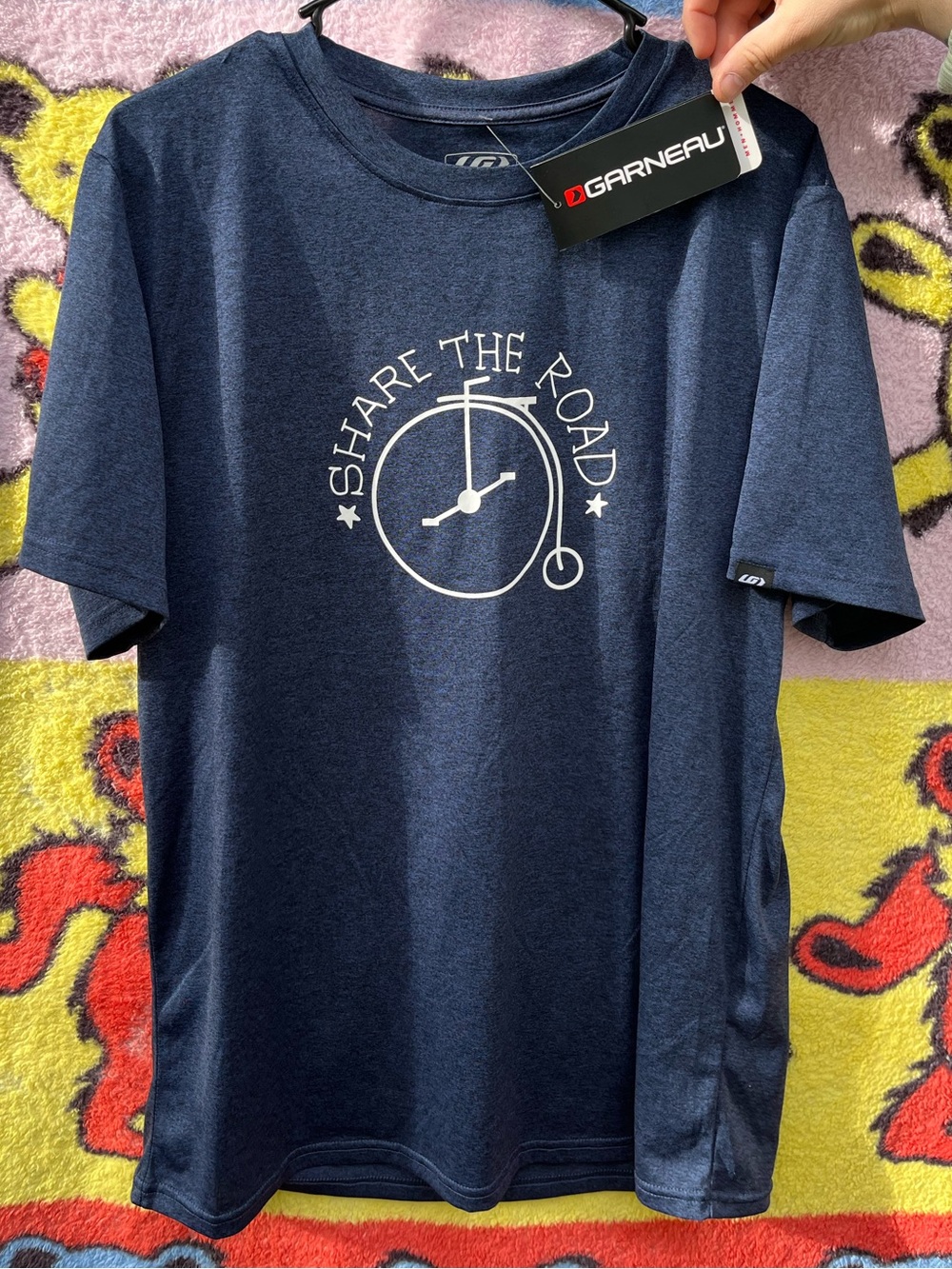 Louis Garneau Share The Road Bicycle Clock Heather Navy Tee Large